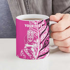 New Zealand Silver Fern Rugby Custom Ceramic Mug All Black Maori Pattern Pink - Aussie Hoodie