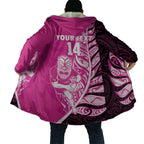 New Zealand Silver Fern Rugby Custom Cloak All Black Maori Pattern Pink - Aussie Hoodie