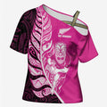 New Zealand Silver Fern Rugby Custom Cross Shoulder Shirt All Black Maori Pattern Pink - Aussie Hoodie