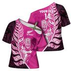 New Zealand Silver Fern Rugby Custom Cross Shoulder Shirt All Black Maori Pattern Pink - Aussie Hoodie
