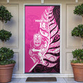 New Zealand Silver Fern Rugby Custom Door Cover All Black Maori Pattern Pink - Aussie Hoodie