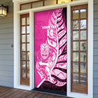 New Zealand Silver Fern Rugby Custom Door Cover All Black Maori Pattern Pink - Aussie Hoodie