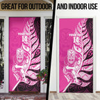 New Zealand Silver Fern Rugby Custom Door Cover All Black Maori Pattern Pink - Aussie Hoodie