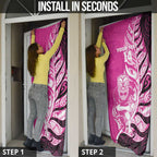 New Zealand Silver Fern Rugby Custom Door Cover All Black Maori Pattern Pink - Aussie Hoodie