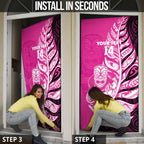 New Zealand Silver Fern Rugby Custom Door Cover All Black Maori Pattern Pink - Aussie Hoodie