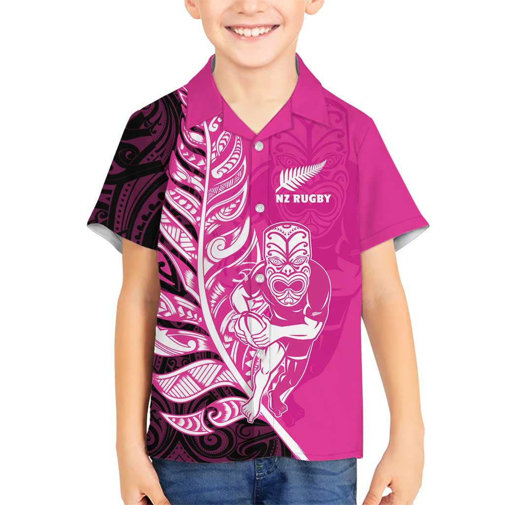 New Zealand Silver Fern Rugby Custom Family Matching Long Sleeve Bodycon Dress and Hawaiian Shirt All Black Maori Pattern Pink - Aussie Hoodie