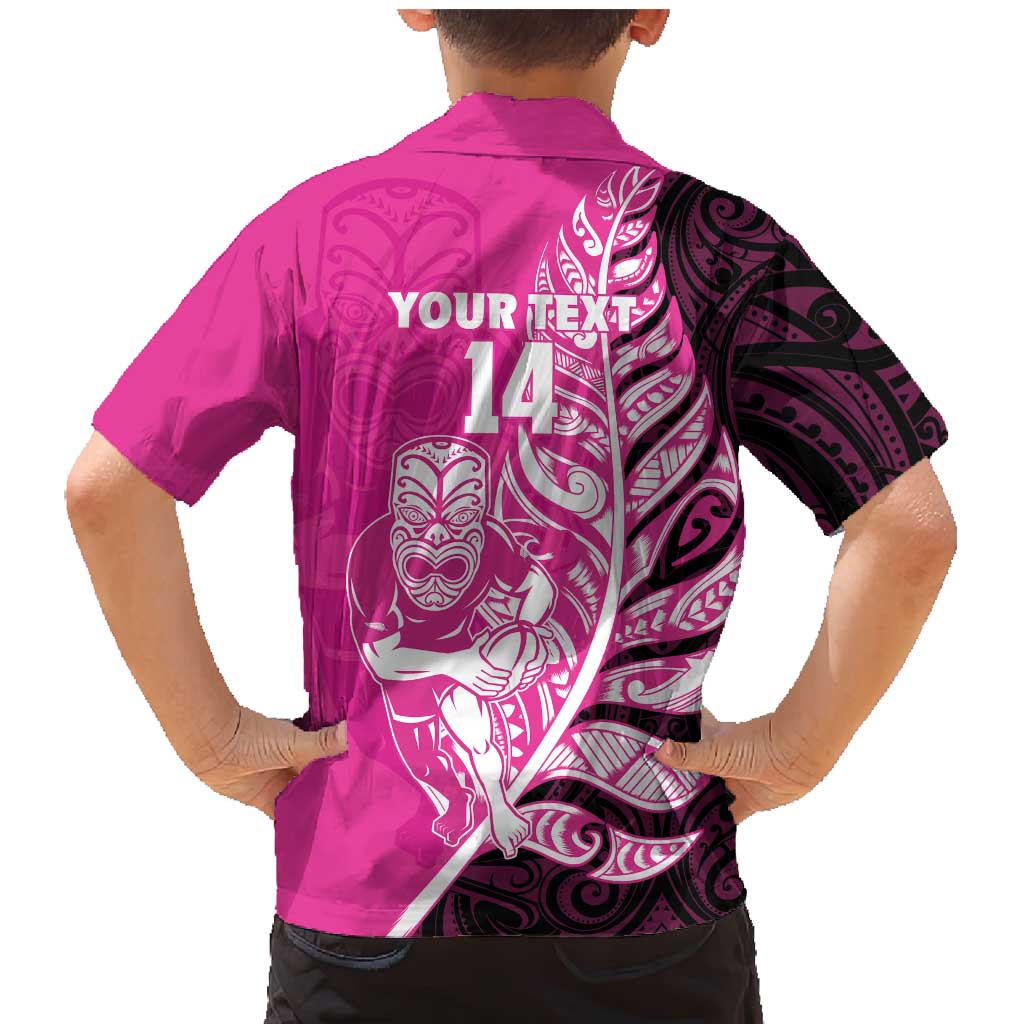 New Zealand Silver Fern Rugby Custom Family Matching Mermaid Dress and Hawaiian Shirt All Black Maori Pattern Pink - Aussie Hoodie