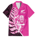 New Zealand Silver Fern Rugby Custom Family Matching Mermaid Dress and Hawaiian Shirt All Black Maori Pattern Pink - Aussie Hoodie