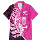 New Zealand Silver Fern Rugby Custom Family Matching Mermaid Dress and Hawaiian Shirt All Black Maori Pattern Pink - Aussie Hoodie