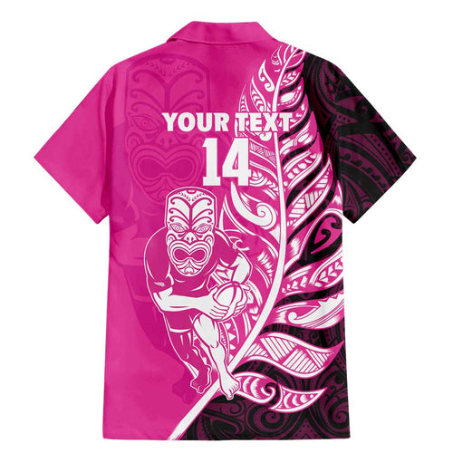 New Zealand Silver Fern Rugby Custom Family Matching Mermaid Dress and Hawaiian Shirt All Black Maori Pattern Pink - Aussie Hoodie