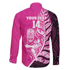 New Zealand Silver Fern Rugby Custom Family Matching Mermaid Dress and Hawaiian Shirt All Black Maori Pattern Pink - Aussie Hoodie