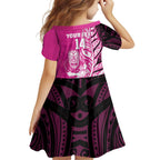New Zealand Silver Fern Rugby Custom Family Matching Off Shoulder Maxi Dress and Hawaiian Shirt All Black Maori Pattern Pink - Aussie Hoodie