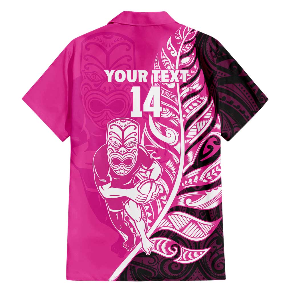 New Zealand Silver Fern Rugby Custom Family Matching Short Sleeve Bodycon Dress and Hawaiian Shirt All Black Maori Pattern Pink - Aussie Hoodie