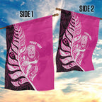 New Zealand Silver Fern Rugby Custom Garden Flag All Black Maori Pattern Pink - Aussie Hoodie