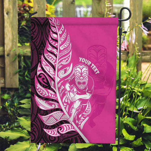 New Zealand Silver Fern Rugby Custom Garden Flag All Black Maori Pattern Pink - Aussie Hoodie