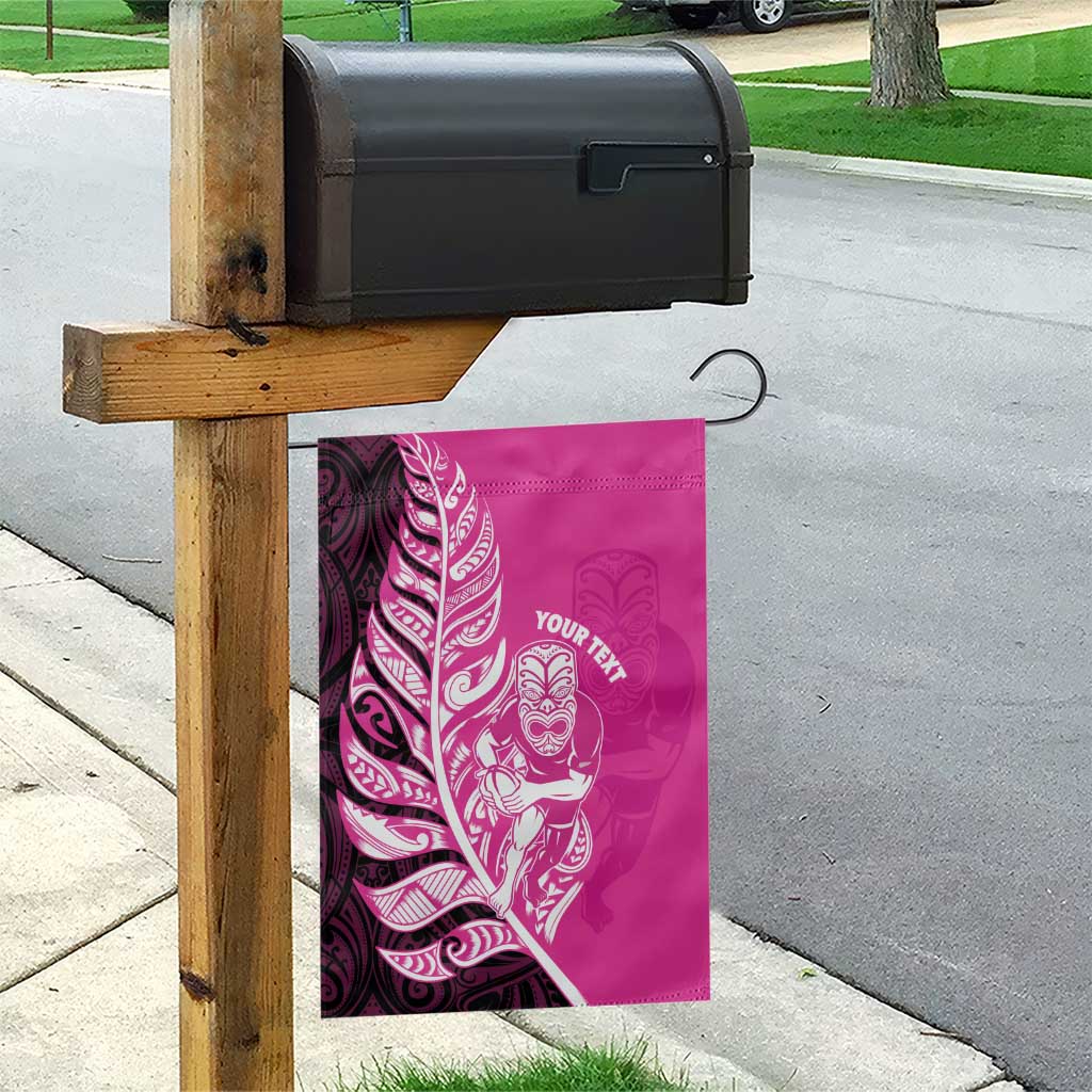 New Zealand Silver Fern Rugby Custom Garden Flag All Black Maori Pattern Pink - Aussie Hoodie
