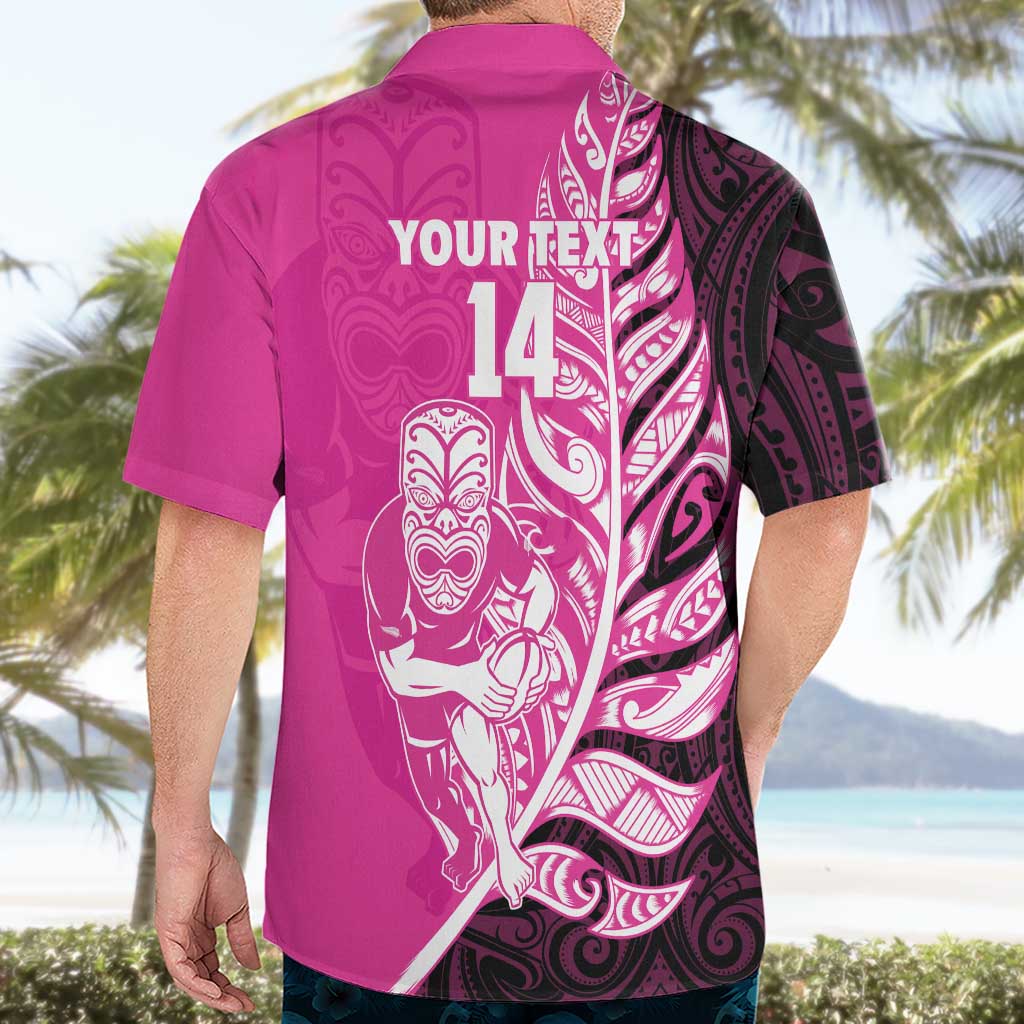 New Zealand Silver Fern Rugby Custom Hawaiian Shirt All Black Maori Pattern Pink - Aussie Hoodie