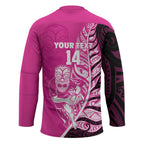 New Zealand Silver Fern Rugby Custom Hockey Jersey All Black Maori Pattern Pink - Aussie Hoodie