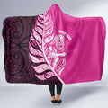 New Zealand Silver Fern Rugby Custom Hooded Blanket All Black Maori Pattern Pink - Aussie Hoodie