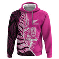 New Zealand Silver Fern Rugby Custom Hoodie All Black Maori Pattern Pink - Aussie Hoodie