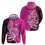 New Zealand Silver Fern Rugby Custom Hoodie All Black Maori Pattern Pink - Aussie Hoodie