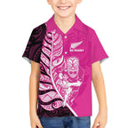 New Zealand Silver Fern Rugby Custom Kid Hawaiian Shirt All Black Maori Pattern Pink - Aussie Hoodie