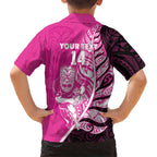 New Zealand Silver Fern Rugby Custom Kid Hawaiian Shirt All Black Maori Pattern Pink - Aussie Hoodie