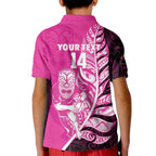 New Zealand Silver Fern Rugby Custom Kid Polo Shirt All Black Maori Pattern Pink - Aussie Hoodie