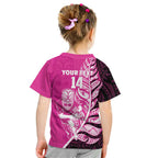 New Zealand Silver Fern Rugby Custom Kid T Shirt All Black Maori Pattern Pink - Aussie Hoodie