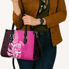 New Zealand Silver Fern Rugby Custom Leather Bag All Black Maori Pattern Pink - Aussie Hoodie