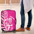 New Zealand Silver Fern Rugby Custom Luggage Cover All Black Maori Pattern Pink - Aussie Hoodie