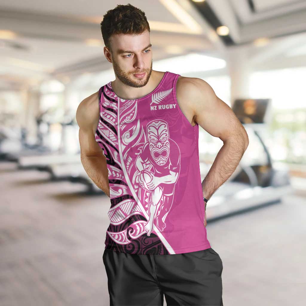 New Zealand Silver Fern Rugby Custom Men Tank Top All Black Maori Pattern Pink - Aussie Hoodie