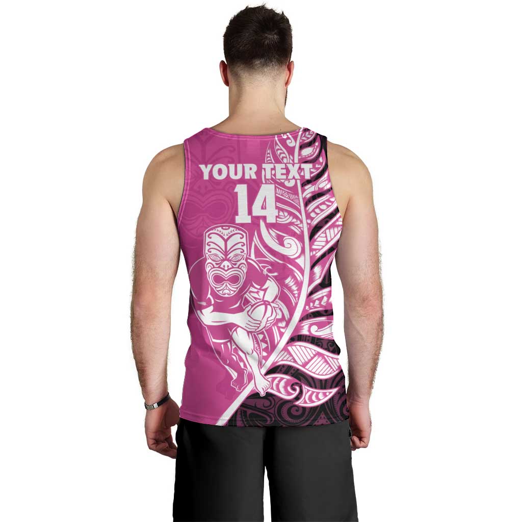 New Zealand Silver Fern Rugby Custom Men Tank Top All Black Maori Pattern Pink - Aussie Hoodie