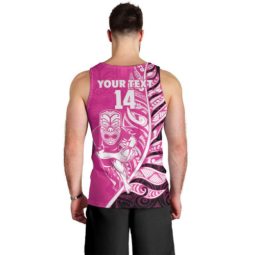 New Zealand Silver Fern Rugby Custom Men Tank Top All Black Maori Pattern Pink - Aussie Hoodie