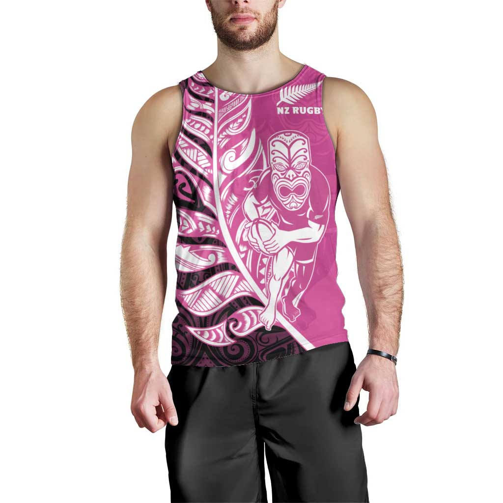 New Zealand Silver Fern Rugby Custom Men Tank Top All Black Maori Pattern Pink - Aussie Hoodie