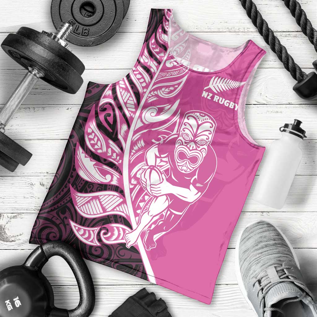 New Zealand Silver Fern Rugby Custom Men Tank Top All Black Maori Pattern Pink - Aussie Hoodie
