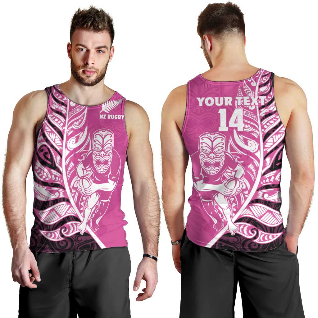 New Zealand Silver Fern Rugby Custom Men Tank Top All Black Maori Pattern Pink - Aussie Hoodie