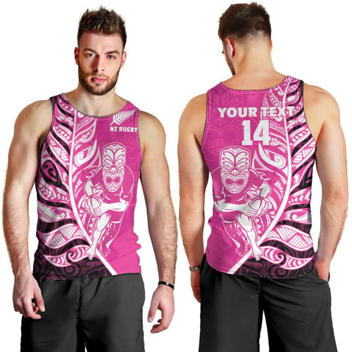 New Zealand Silver Fern Rugby Custom Men Tank Top All Black Maori Pattern Pink - Aussie Hoodie