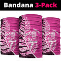 New Zealand Silver Fern Rugby Custom Neck Gaiter All Black Maori Pattern Pink - Aussie Hoodie