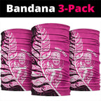 New Zealand Silver Fern Rugby Custom Neck Gaiter All Black Maori Pattern Pink - Aussie Hoodie