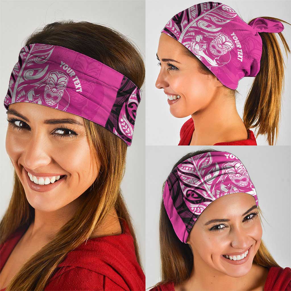 New Zealand Silver Fern Rugby Custom Neck Gaiter All Black Maori Pattern Pink - Aussie Hoodie