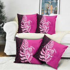 New Zealand Silver Fern Rugby Custom Pillow Cover All Black Maori Pattern Pink - Aussie Hoodie