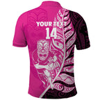 New Zealand Silver Fern Rugby Custom Polo Shirt All Black Maori Pattern Pink - Aussie Hoodie