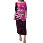 New Zealand Silver Fern Rugby Custom Puletasi All Black Maori Pattern Pink - Aussie Hoodie