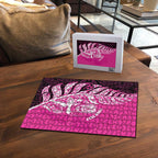 New Zealand Silver Fern Rugby Custom Puzzle All Black Maori Pattern Pink - Aussie Hoodie