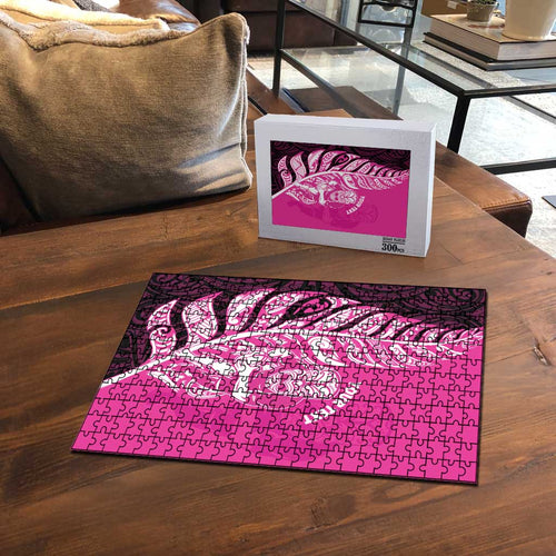 New Zealand Silver Fern Rugby Custom Puzzle All Black Maori Pattern Pink - Aussie Hoodie