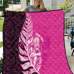 New Zealand Silver Fern Rugby Custom Quilt All Black Maori Pattern Pink - Aussie Hoodie