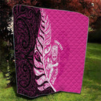 New Zealand Silver Fern Rugby Custom Quilt All Black Maori Pattern Pink - Aussie Hoodie