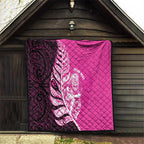 New Zealand Silver Fern Rugby Custom Quilt All Black Maori Pattern Pink - Aussie Hoodie