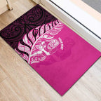 New Zealand Silver Fern Rugby Custom Rubber Doormat All Black Maori Pattern Pink - Aussie Hoodie